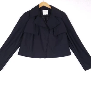 Bagatelle Collection Cropped Black Jacket Zip Front M Modern Minimalist Coquette - Picture 1 of 10
