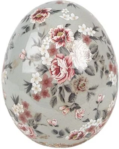 Clayre & Eef Deko Ei 6CE1972M Keramik Grau Rosa Ø 10x12 cm Landhausstil - Bild 1 von 2