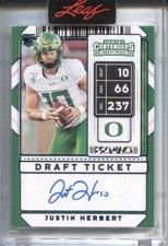 2020 Justin Herbert Panini Contenders Draft Picks AUTO TICKET BLUE FOIL SP RC
