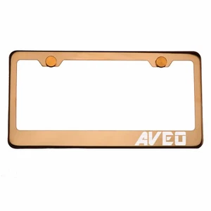 Rose Gold Chrome License Plate Frame AVEO Laser Etched Metal Screw Cap - Bild 1 von 8