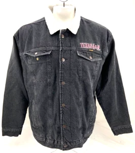 NEW Texas A&M Aggies Wrangler Black Denim Sherpa Lined Jean Jacket Men's L - Picture 1 of 8