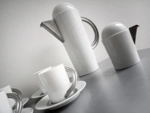 Extra rare postmodern Rosenthal ‘Cupola’ platinum mocha set Mario Bellini 1985 - Picture 1 of 7