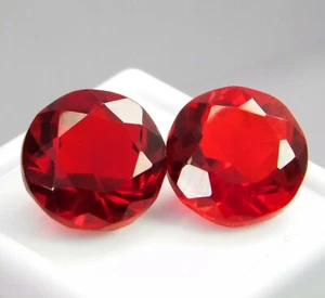 "Certified" 13.70 Ct Natural Red Ruby Round Cut Loose Gemstone Mozambique "Pair" - Picture 1 of 6