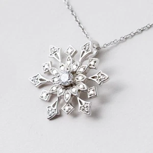 Halskette 925 Silber Weiße Steine 46 cm 4,01 g - Picture 1 of 8