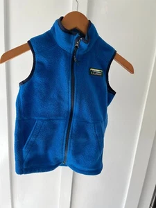 LL Bean Fleece Lined Vest Youth Boys Small (8) Full Zip Blue - Picture 1 of 5