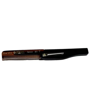 Kent 20t Comb Tortoiseshell Hand Made Sawcut 167mm Folding Pocket Comb With Clip - Picture 1 of 1