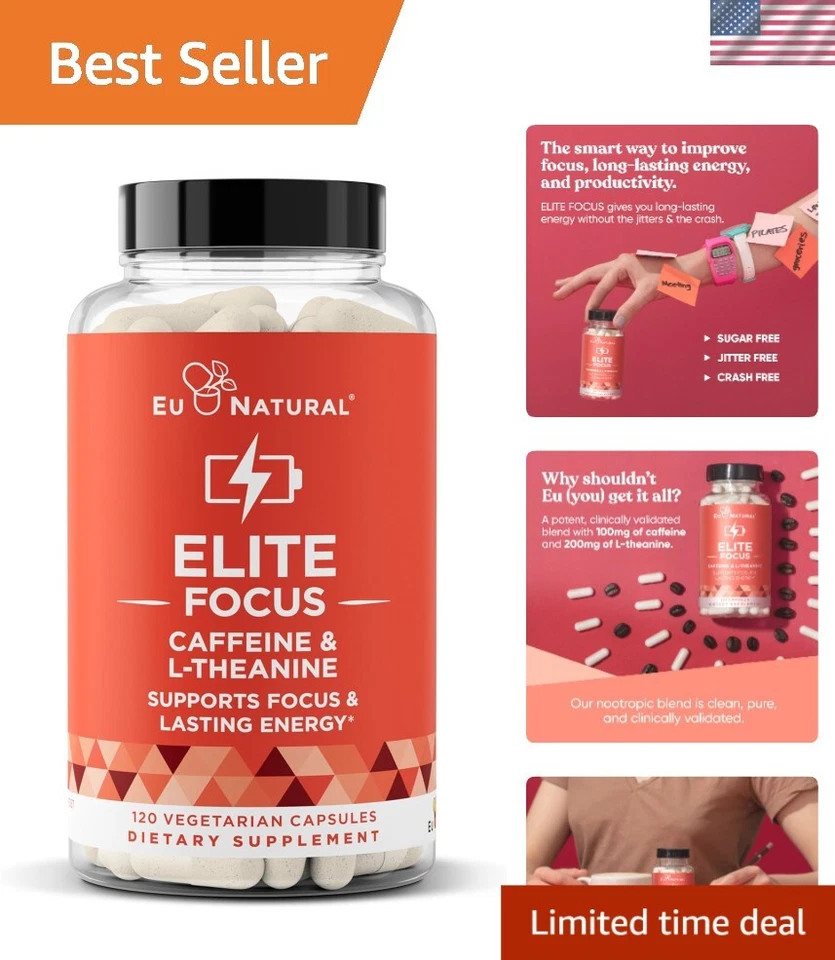 Natural Caffeine and L-Theanine Energy Capsules - 120 Count Herbal Softgels - Image 1 of 4