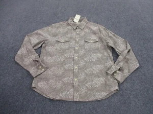 Lucky Brand Shirt Adult M Gray Linen Floral Business Lightweight Casual Mens NEW - Picture 1 of 10