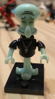 Handsome Squidward Mini Fig With Black Shirt Smiling With A Squid Chain. Rare. - Image 1 of 2