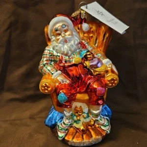 Raro Ornamento Natale 2016 Christopher Radko Babbo Natale "Pausa Vacanze" 6" - Foto 1 di 11