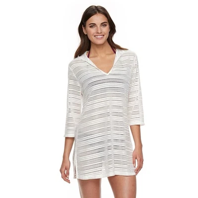 Apt 9 Mujer XL Blanco Texturizado Natación Vestido Encubrimiento Con Capucha Playa Piscina Lago Foto 1 de 4