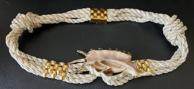 Cinto de corda de náilon e concha autêntico artesanal exclusivo - Imagem 1 de 4