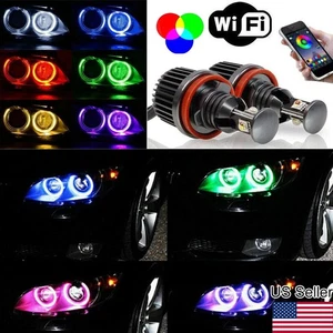 For BMW E90 E92 335i X5 X6 2x H8 LED RGB Angel Eyes Halo Ring Bulb Phone Control - Bild 1 von 10