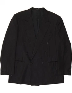 TRUSSARDI Mens Double Breasted Blazer Jacket UK 38 Medium Black Wool BE05 - Picture 1 of 3