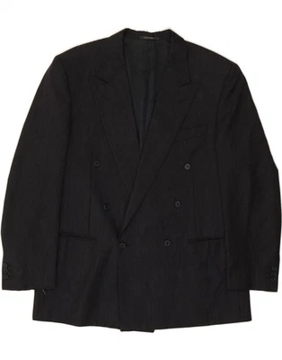 TRUSSARDI Mens Double Breasted Blazer Jacket UK 38 Medium Black Wool BE05 - Image 1 of 3