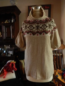 Vintage Old Navy Damen Kurzarm Rollkragen Pullover Lammwolle Angora Mischung Gr. L - Bild 1 von 11