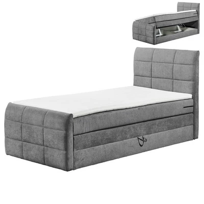 Boxspringbett - dunkelgrau - H2 - 120x200 cm Doppelbett Polsterbett Gästebett - Bild 1 von 4
