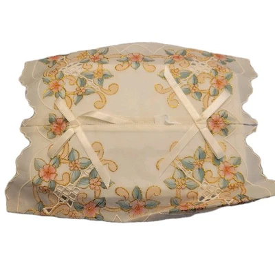 Cubierta de caja de pañuelos de tela vintage casa de campo romántica floral rectangular  Foto 1 de 4