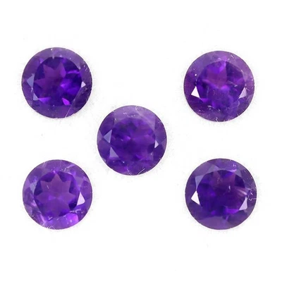 Round Cut Natural Top Rich Purple Amethyst Uruguay 4.17ct 6mm 5pcs Lot Gemstone - Image 1 of 4