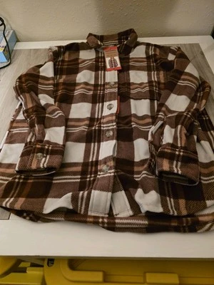 NUEVO CON ETIQUETAS EDDIE BAUER Mujer’s M Microfleece Abotonada Camisa a Cuadros con Bolsillos Foto 1 de 3