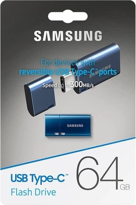Samsung USB Type-C 64GB Flash Drive (MUF-64DA/AM) Blue - 300MB/s Brand New