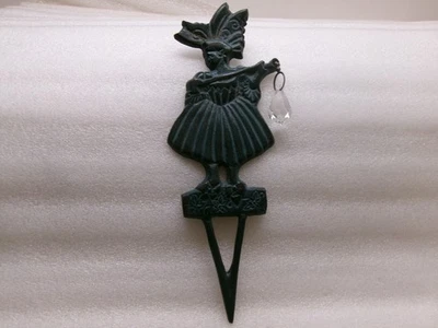 Varita de estaca de jardín de metal azul Fairy Pixie cristal colgante 1997 6" maceta patio arte Foto 1 de 4