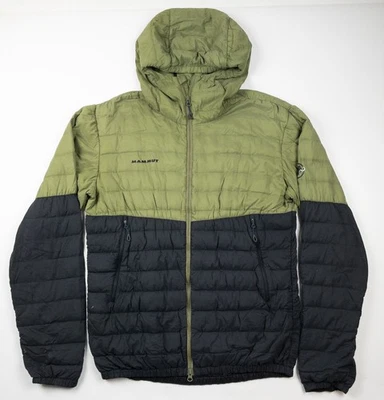 Mammut Celeno Down Puffer Jacket Men's Medium Green Black Hooded Outdoor Hiking - Image 1 of 4