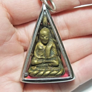 Phra  LP  Ngern Wat Bang Klan Bronze Thai  Buddha  Amulet protection talisman - Picture 1 of 10