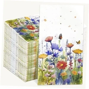 100 PCS 3 Ply Floral Napkins, Wildflower & Watercolor Designs for Dinner, - Picture 1 of 8