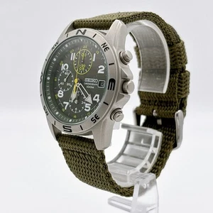 SEIKO Military 7T92-0DX0 Chronograph Quartz Green Men's Watch From JAPAN - Picture 1 of 14