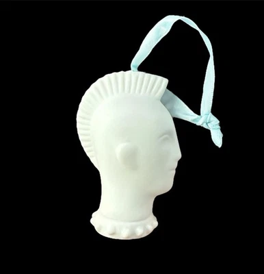 Jonathan Adler White Ceramic Mohawk Punk Christmas Ornament RARE MCM - Image 1 of 3