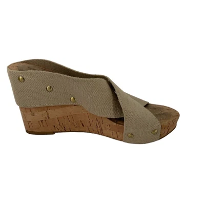 Sandalias Lucky Brand Tachonadas Suela de Corcho Tela Superior Mujer Talla 6.5M Zapatos Foto 1 de 4