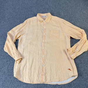 Tommy Bahama Relax Shirt Mens Large Peach 100% Linen Long Sleeve Button Front - Picture 1 of 10