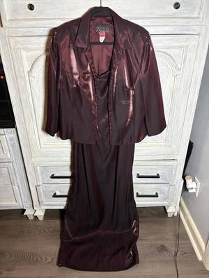 Vestido de noche vintage borgoña Alex Evenings con cuentas chaqueta de cena elegante formal Foto 1 de 4