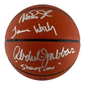 Magic Johnson Kareem Abdul-Jabbar James Worthy Signed NBA Basketball Beckett BAS - Picture 1 of 3