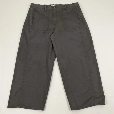 Eileen Fisher Pants Womens XL W38 L26 Cropped Brown Wide Leg Organic Cotton Hemp - Image 1 of 4