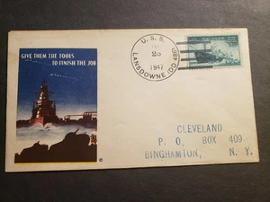 Destroyer USS LANSDOWNE DD-486 Naval Cover 1947 PATRIOTIC Cachet - Picture 1 of 2