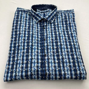 Visconti Black Shirt Mens 2XLT Blue Dots Flip Cuff Stretch Long Sleeve Stylish - Picture 1 of 12
