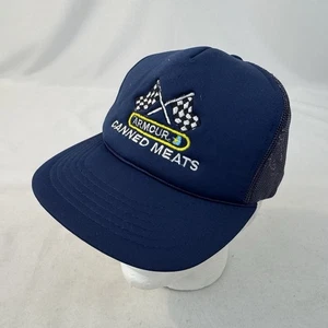 Vintage Armour Fleischkonserven Racing Trucker Mütze Mesh Snapback blaue Flaggen 1980er - Bild 1 von 15