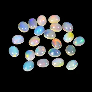 Lote de 22 piezas de cristal ópalo de fuego con flash floral de cabina ovalada 4,42 quilates 5x4 mm - Imagen 1 de 14