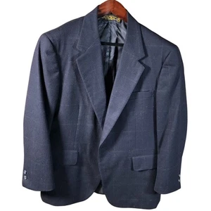 Vintage Brooks Brothers Mens Blazer Jacket 42R Golden Fleece Navy Windowpane - Picture 1 of 20