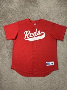 Vintage Mens Jersey Majestic 90s MLB CINCINNATI Reds Heads #8, Baseball Size L - Picture 1 of 10