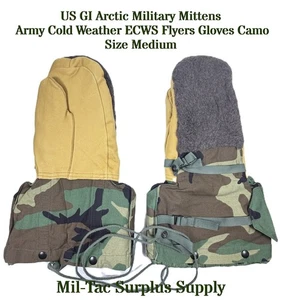 US GI Arctic Military Mittens Ejército Clima Frío ECWS Flyers Guantes Camuflados Medianos! - Imagen 1 de 6