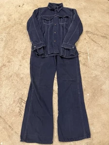 Vintage 70er Jeans Set dunkelblau Größe M (29x28 Hose) Schlagqualität - Bild 1 von 17