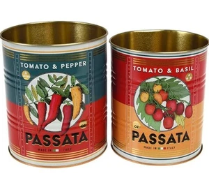 Rex London Set of 2 Metal Storage Tins,Passata, Retro Vintage Look - Picture 1 of 3
