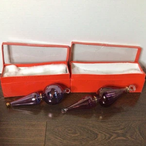 2x Vintage Hand Made Art Glass Christmas Ornaments Made In EGYPT Gold Accent - Bild 1 von 5