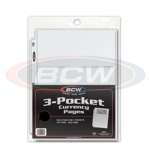 10 páginas de BCW 3 páginas de bolsillo para moneda o facturas 3 1/2"" X 8"" - Imagen 1 de 1