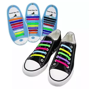 Adult 16pcs Easy No Tie Shoelaces Elastic Silicone Flat Lazy Shoe Lace Strings - Picture 1 of 19