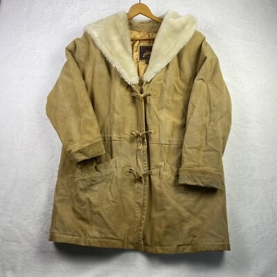 Vintage Adventure Bound Women’s Large Leather Jacket Split Hood Toggle Coat L - Image 1 of 4