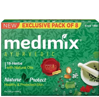 Medimix Ayurvedic Bathing Soap 125g x 8 Bars | Natural Herbal Cleanser |EXP 2026 Foto 1 de 4